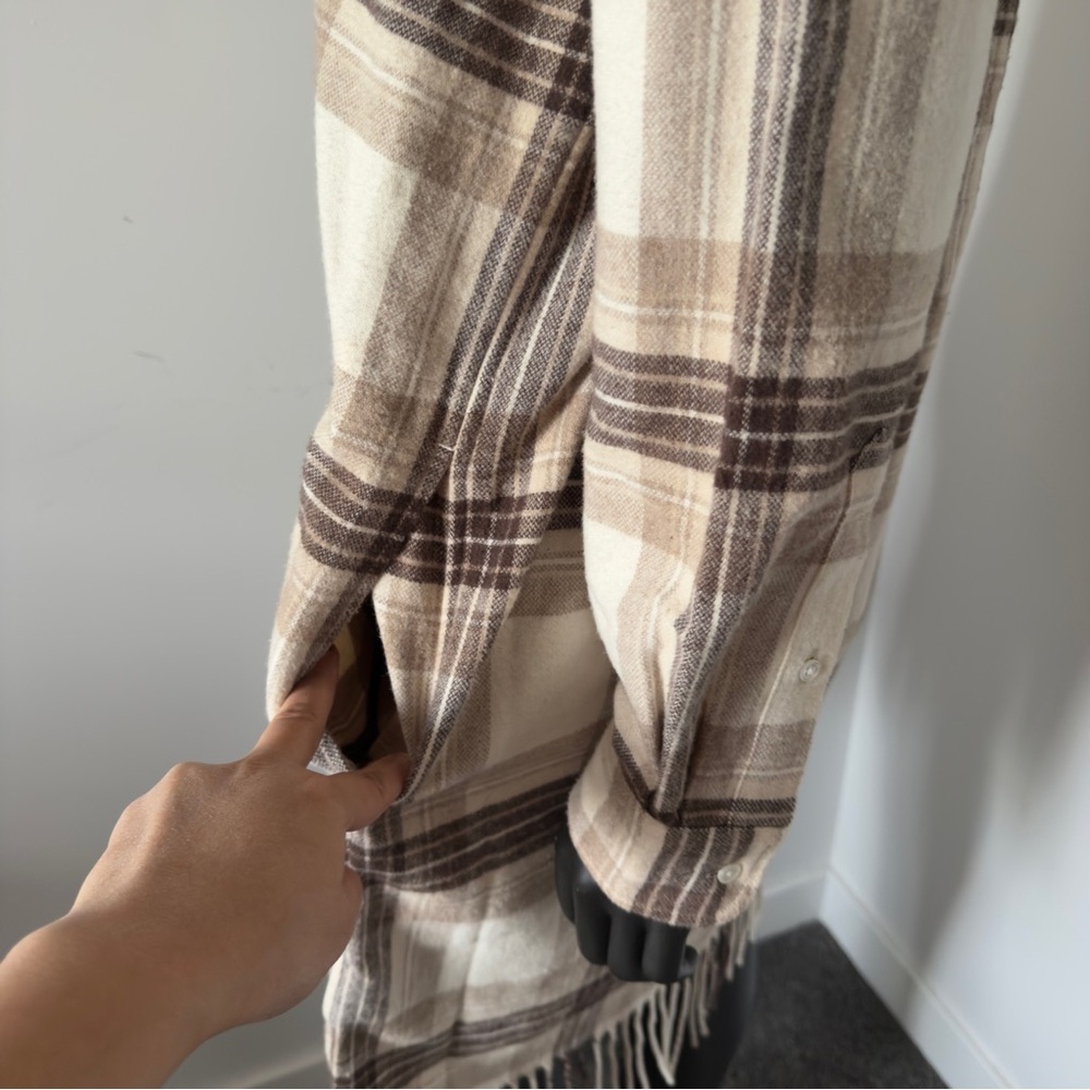 250. NWT Polo Ralph Lauren Plaid Fringe Cotton Tunic Dress Neutral Brown Check 8 - Picture 7 of 9